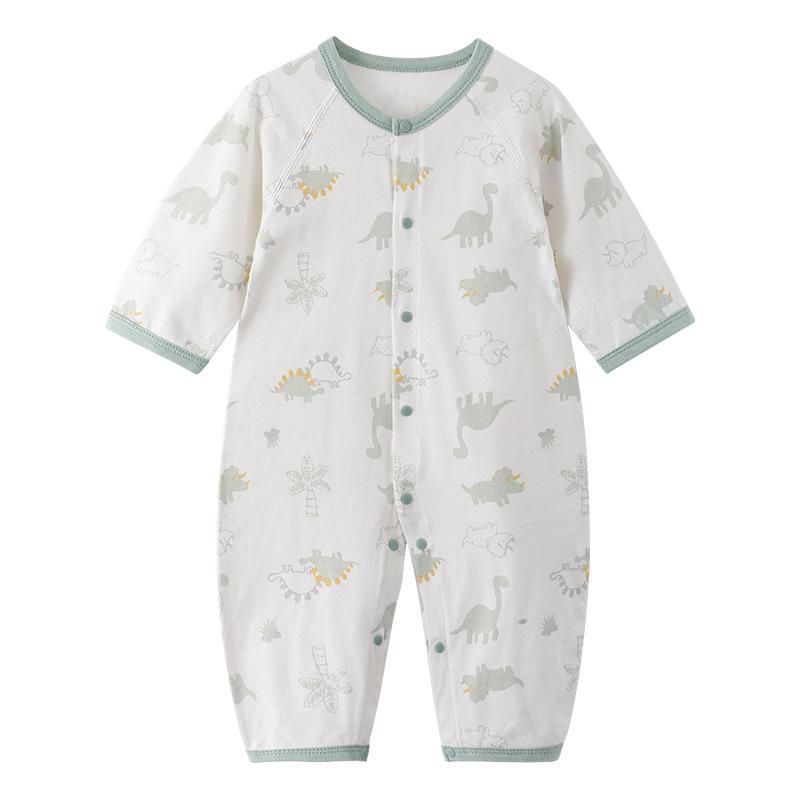 Salopetă cu mânecă lungă din bumbac pur pentru nou-născut: Costum de Aer Condiționat de Primăvară-Vară și Pijama