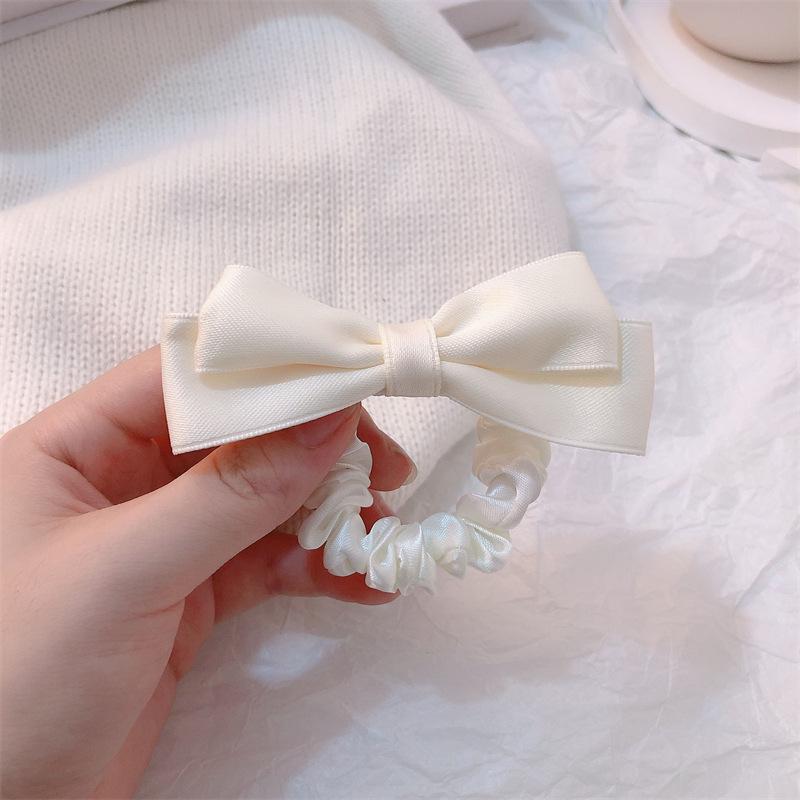 Novos elásticos de cabelo com laços coreanos, pretos e brancos, simples, laços de cabelo, mulheres, elegantes, grampos, acessórios para cabelo de meninas