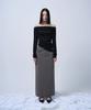 G Museum Folding Waist Band Maxi Skirt (Charcoal Khaki)
