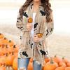 Women's Halloween  Cat  Print Cardigan Coat