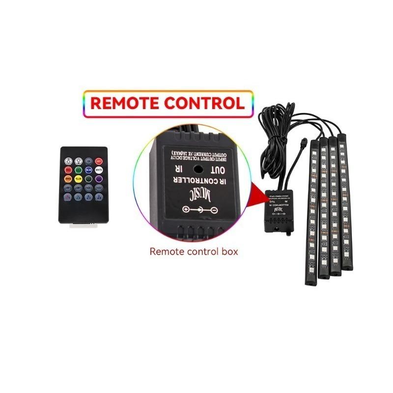 Car Interior Light Ambient Light with USB/Cigarette Decorative Lamps RGB Car Footwell Light with Remote/Voice Control