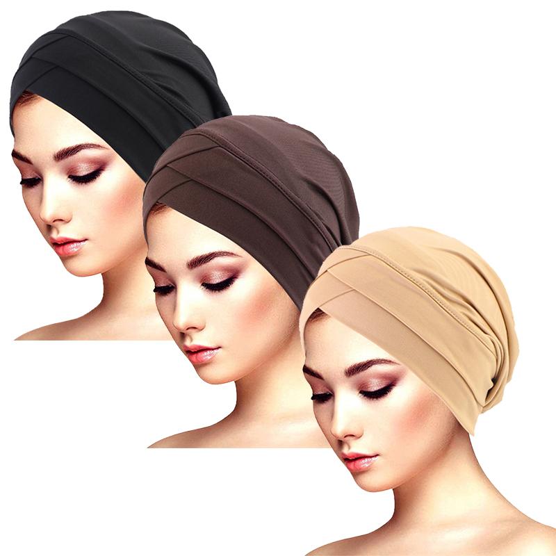 New Women cross muslim hijab inner hat Islamic UnderScarf Arab Wrap Chemo Bandana Muslim Scarf Hijab Bonnet Cap Indian Hat