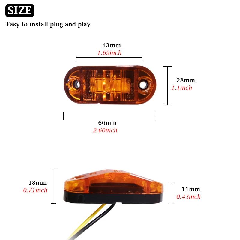 10Pcs Led Side Marker Lights 12v 24v Trailer Trucks Car Warning Lamp Clearance Signal Strobe Light Waterproof Oval Amber Lamp