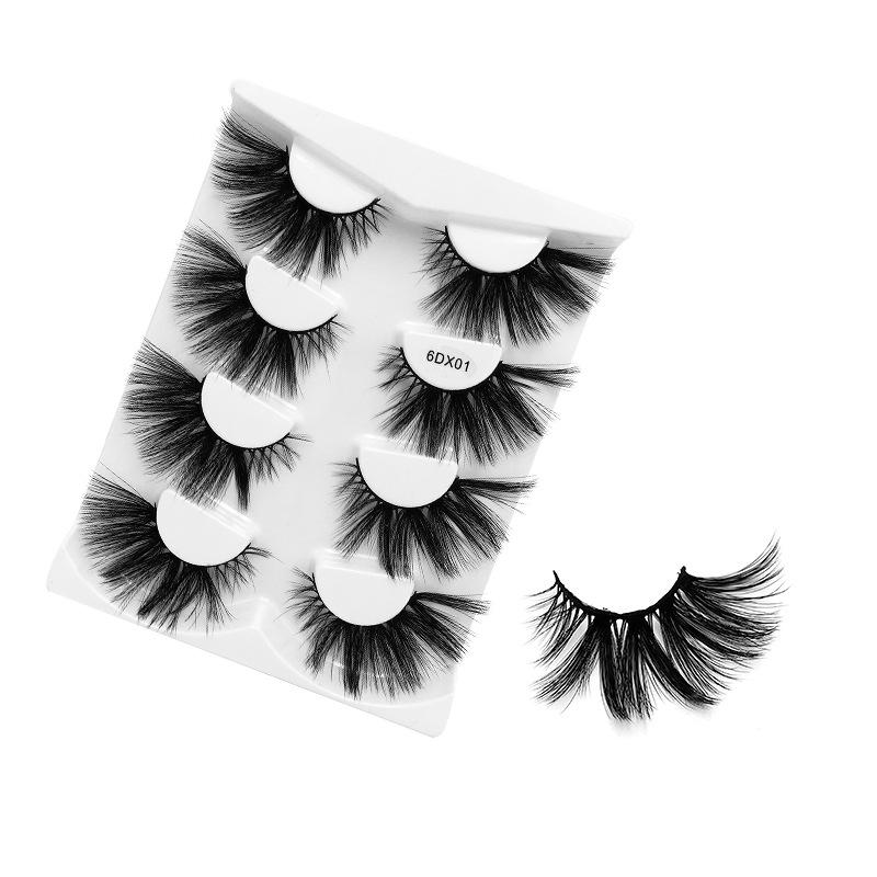 

25Mm 6D Chemical Fiber False Eyelashes 4 Pairs Of Natural Thick Curled Eyelashes