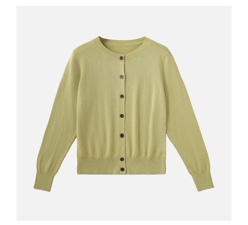 2025 Autumn Women's Minimalist Solid Knitted Cardigan - Casual Crew Neck Long Sleeve Cashmere Sweater 