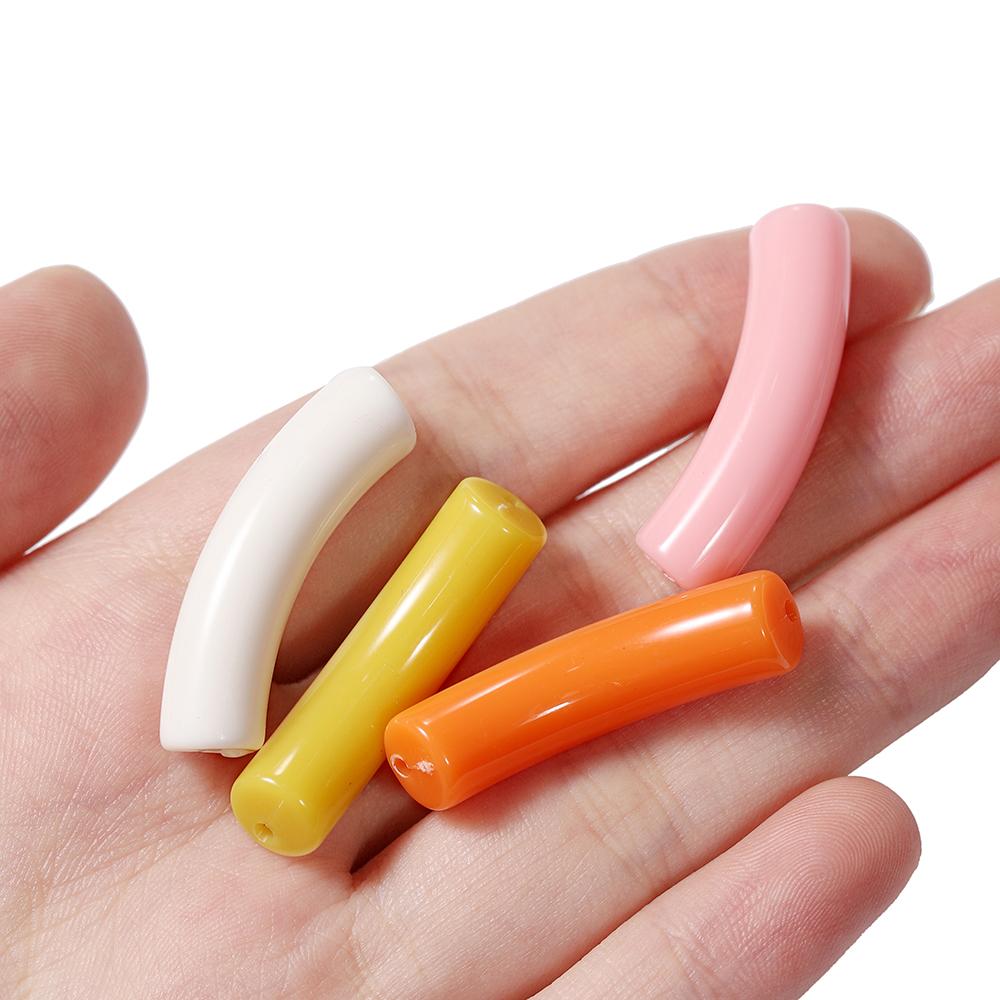 10pcs/lot 10*33mm Acrylic Beads Curved Tube Multicolor Loose Spacer Beads For Necklace Bracelets DIY Jewelry Making Accessories