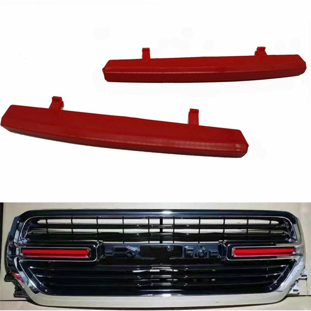 1 Pair Car Front Grille Insert Trim Red For Dodge Ram 1500 2019-2021 Accessories