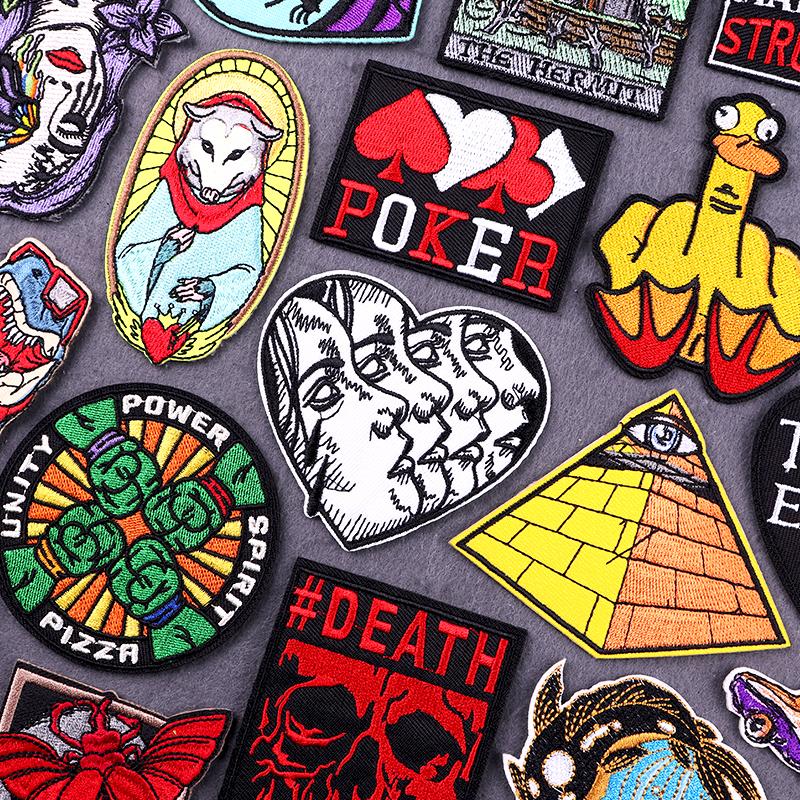 Hip Hop Punk Patch Iron On Patches For Clothing Thermoadhesive Patches On Clothes Skull Animal Embroidery Patch For Clothes