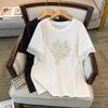 Plus Size Women's Loose Round Neck Mid-Length Short Sleeve T-Shirt, Bust 150/160 Cm - 200-350 Jin