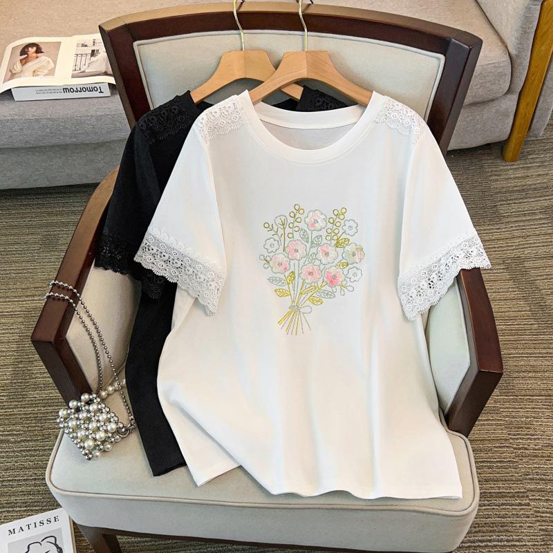 

Plus Size Women s Loose Round Neck Mid-Length Short Sleeve T-Shirt, Bust 150/160 cm - 200-350 jin 4XL