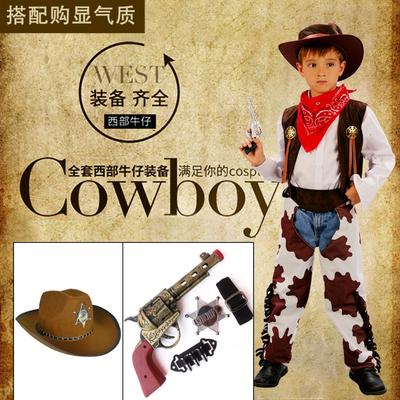 Halloween-Kostüme, Cowboy für Jungen und Mädchen, Shows, Erwachsenen-Kinder-Eltern-Kind-Aufführungsanzüge