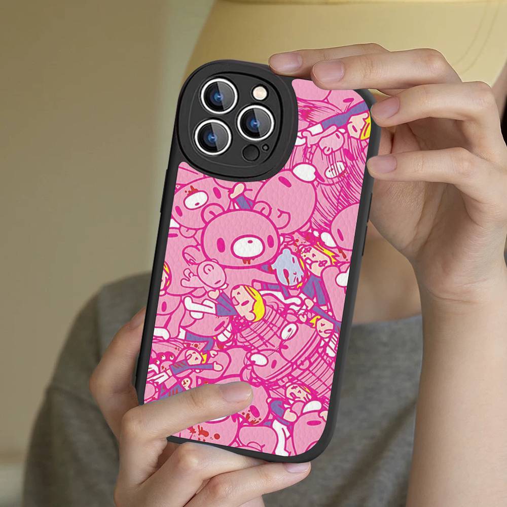 Cute G-Gloomy B-Bear Phone Case For IPhone 16 15 14 13 12 11 Pro Max Plus Leather Soft Cover