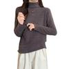 Women's Winter 2022 Mink Velvet Lace Shirt - Slim Fit, Half-High Collar, Solid Color Top