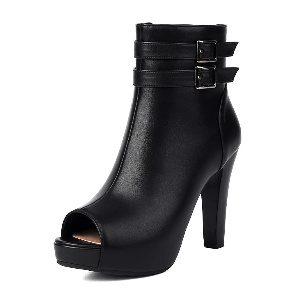Fashion Fashion Women Platform Ankle Boots Sexy Peep Toe High Heel Boots Pumps Female Buckle Zipper Summer Boots Black White Pink 32-43