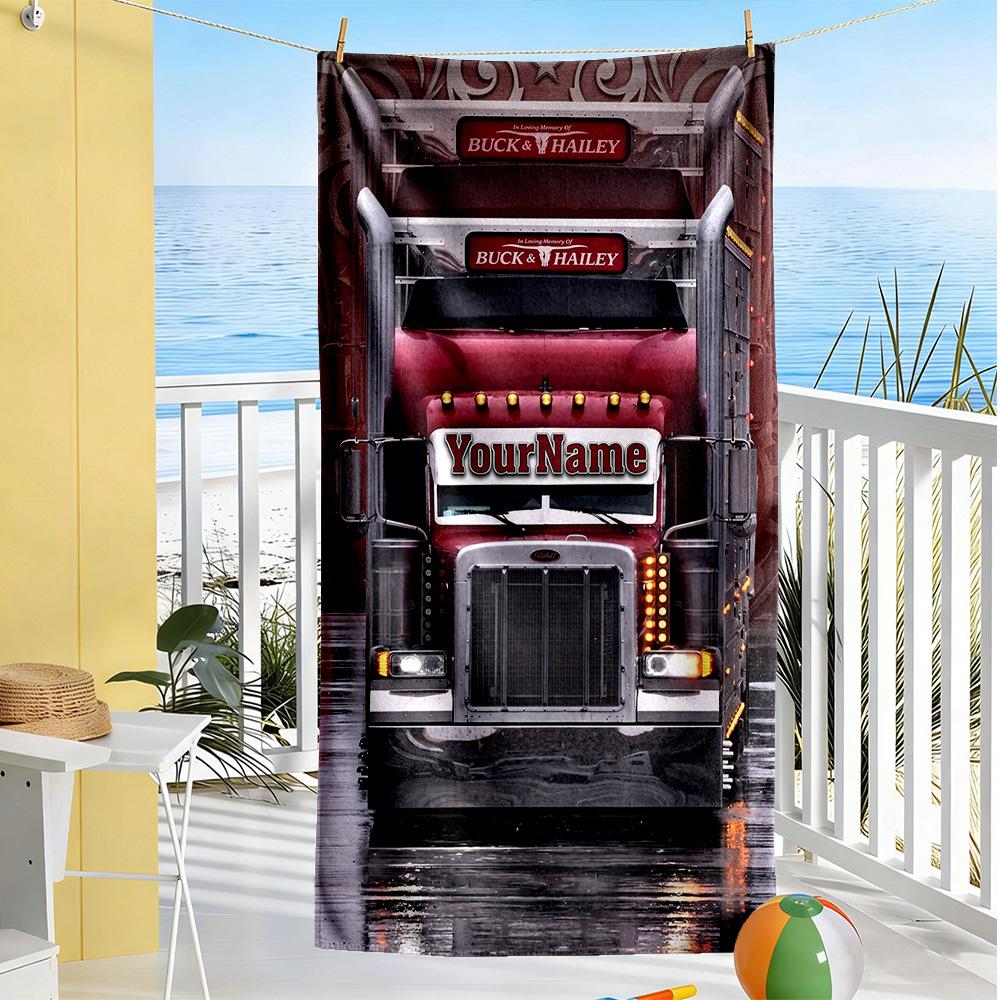 Kw Heavy Trucks Personalized Name Beach Towel Super Soft Microfiber Quickdry Fabric Perfect for Traveling Yoga Camping and Swimming