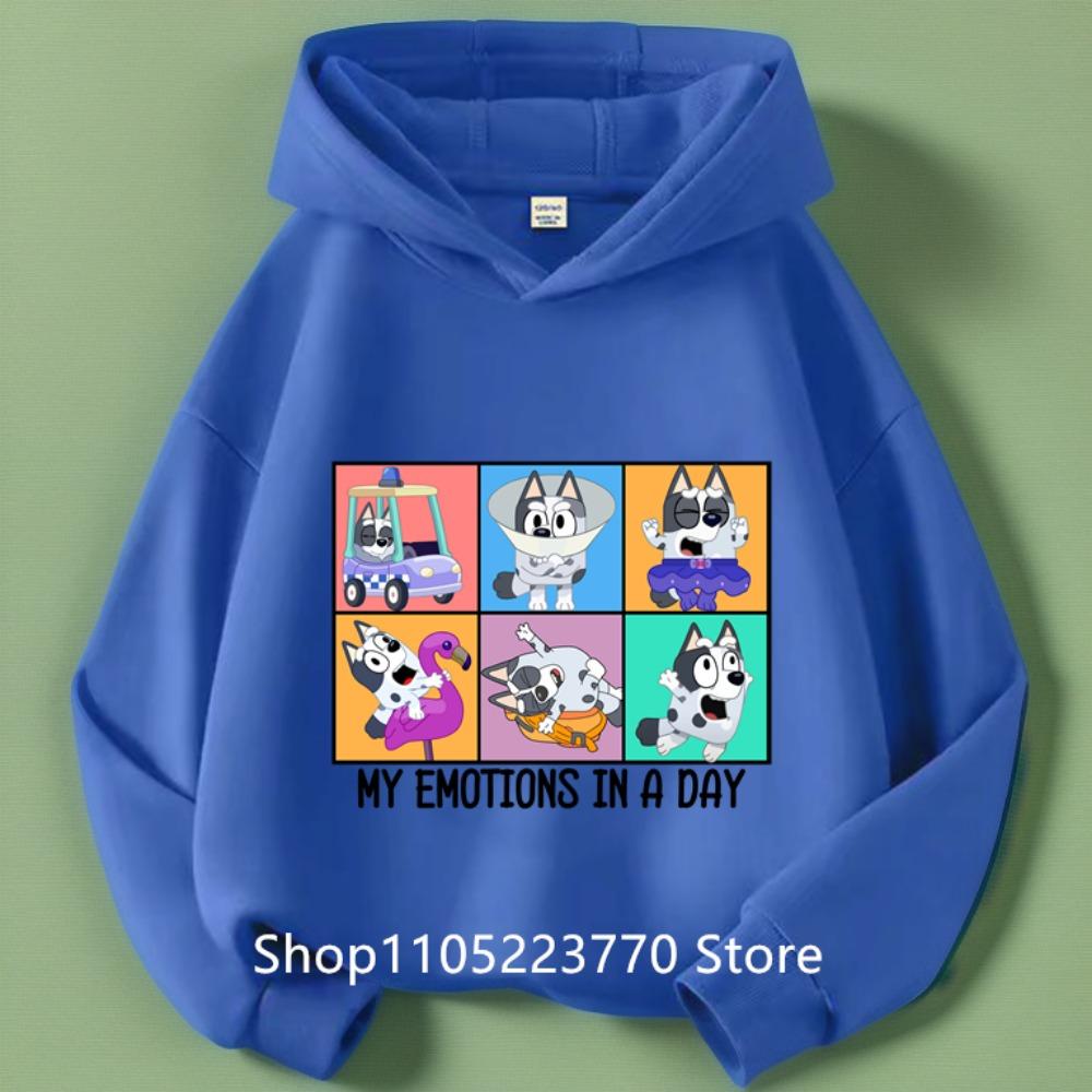 Sudadera con capucha azul de Bluey para niña, Otoño Invierno, Cálida, Suave, Jersey, Cómoda, Prenda superior diaria para niños