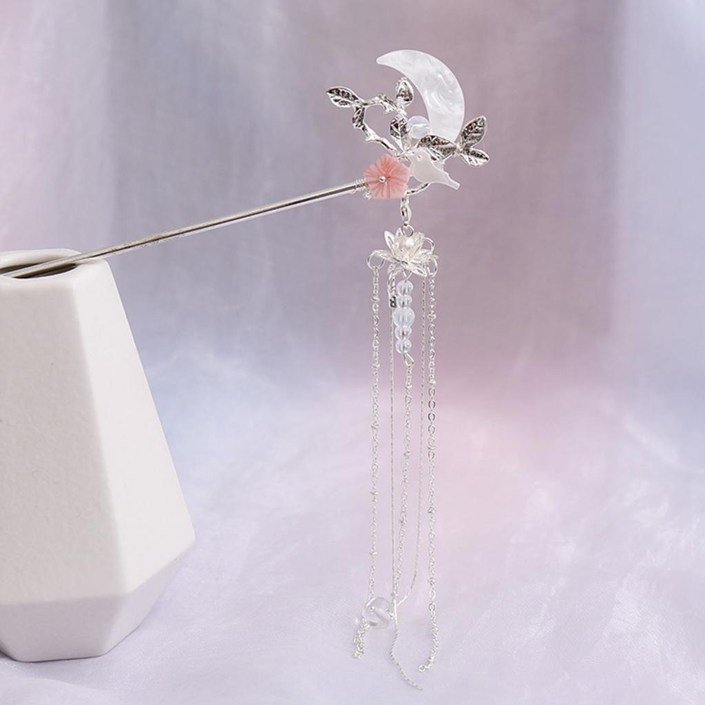 Chinese Style Vintage Hairpin Elegant Flower Vine Jade Stone Hair Stick Hanfu Cheongsam Evening Dress Hair Decor Accessories