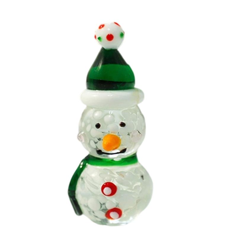 Miniature Snowman Reindeer Table Ornament Blown Glass Craft Christmas Figurine For Festives Season Decorating Accessory