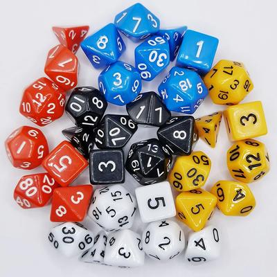 7pcs/set Multi Sided Dice Set Multiple Colors Desktop Gaming Accessories RPG DND Role Playing Board Game Dice with Bags TMZ
