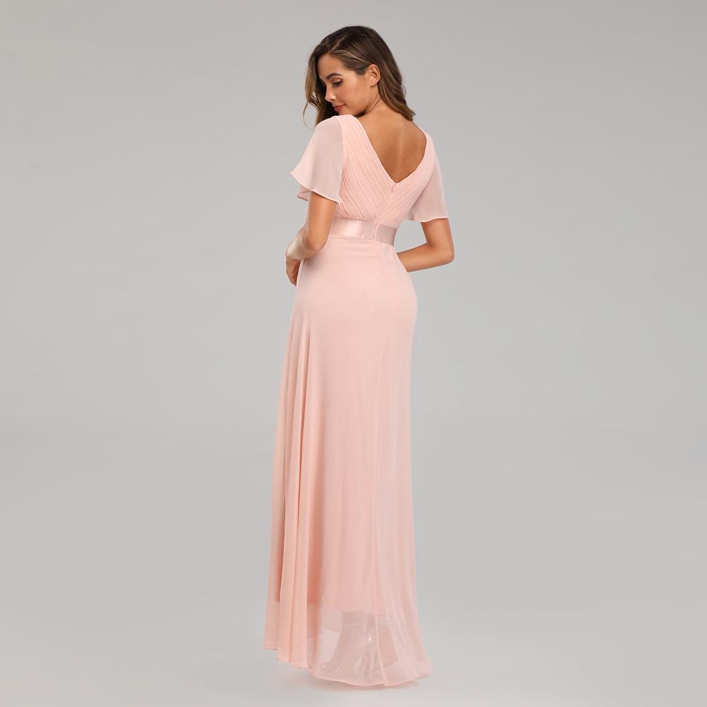 Übergröße Handgefertigt Plissiertes Doppeltes V-Ausschnitt Glockenärmel Chiffon Abendkleid für Frühling/Sommer