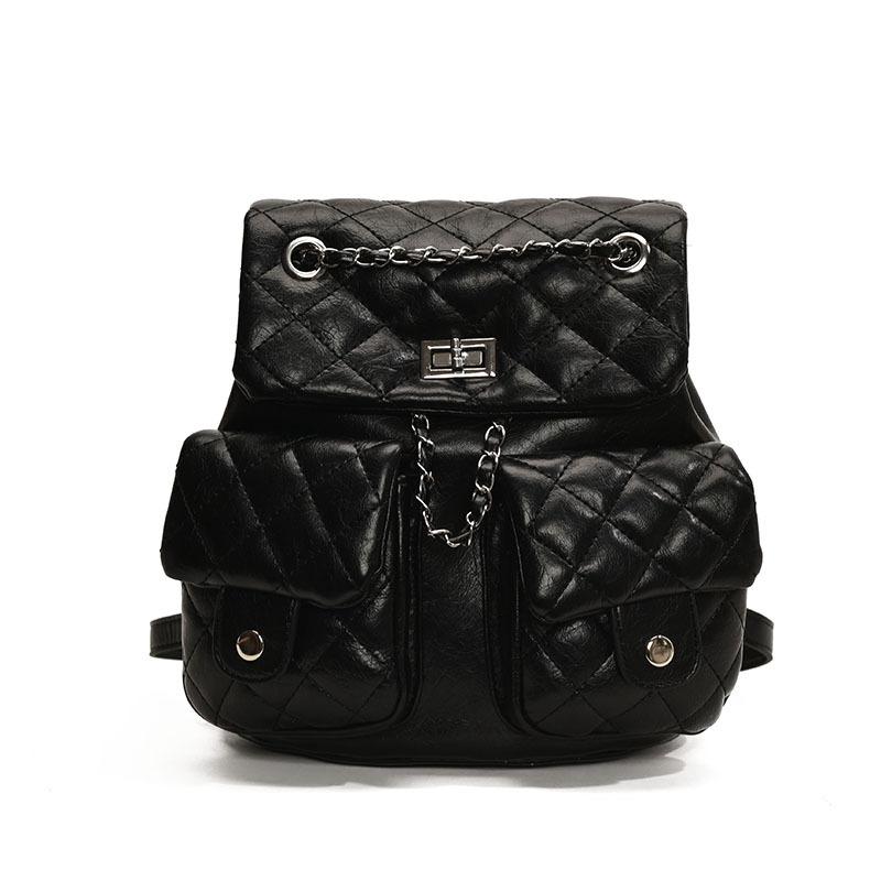 Fashion diamond chain solid color fragrant backpack bag women's 2025 spring new fashion design trendy simple women's bag