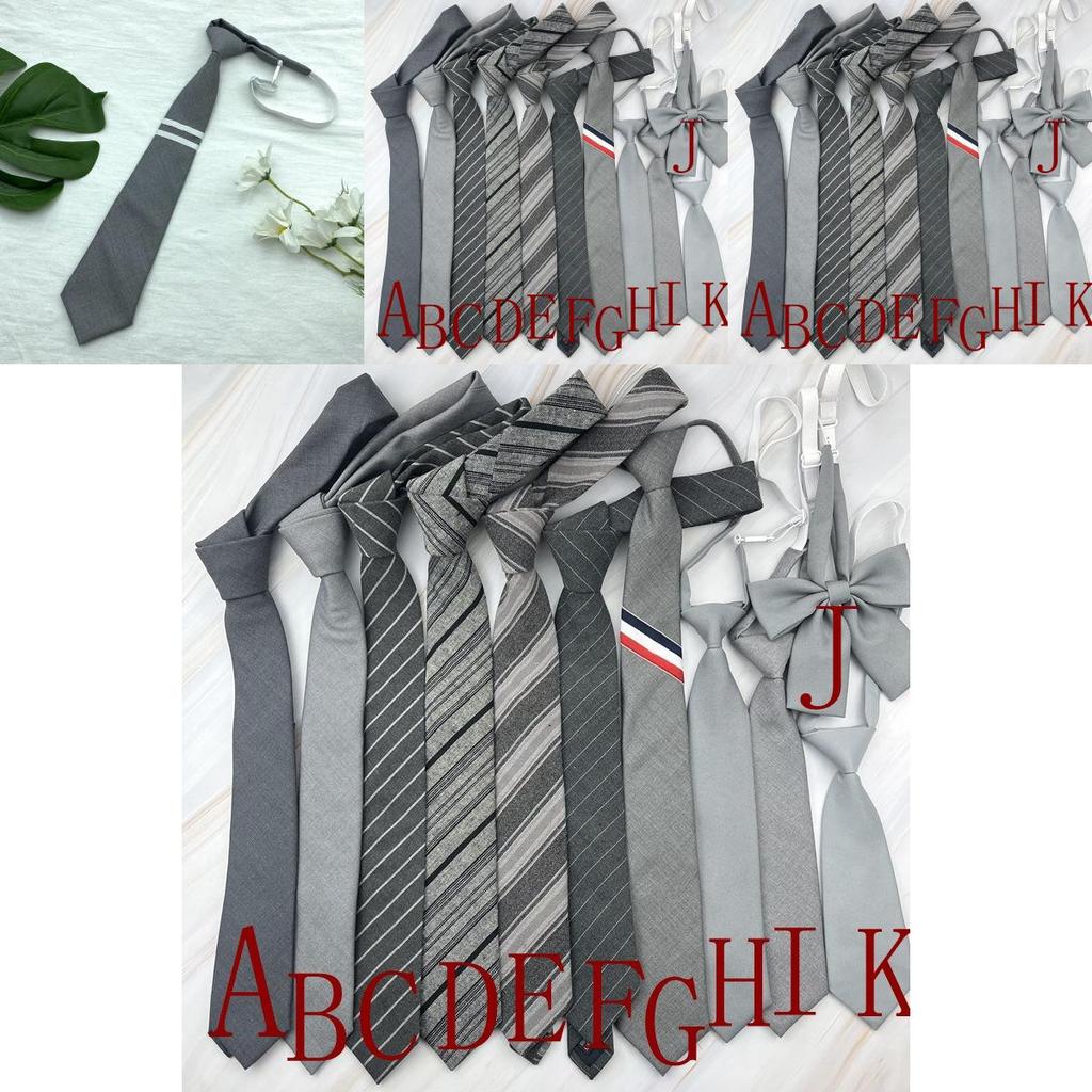 Gray Stripe Necktie With Bow Tie Style For Adults Work School Or Daily Use