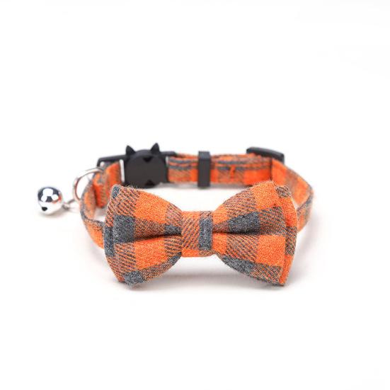 Yousheng Pet collar, bell, bow, British plaid cloth collar, cat and dog collar