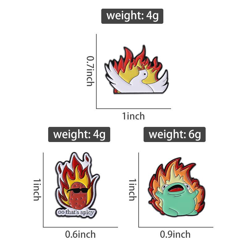 That's Spicy Enamel Pins Custom Animal Flames Brooches Lapel Badges Clothes Funny Jewelry Gift for Kids Friends