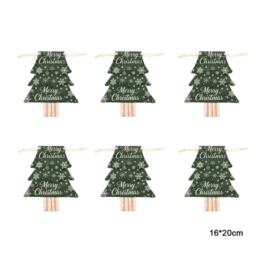 Drawstring Design Christmas Gift Bags Flannel Christmas Tree Shaped Bags Xmas Candy Supplies