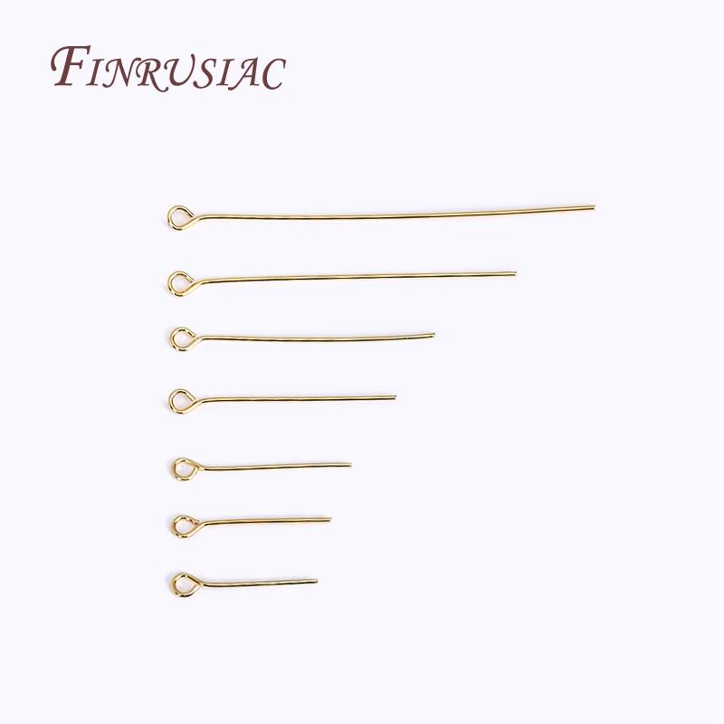 50Pcs/lot Pins For Jewelry 18K Gold Plated Ball Head Pin/Flat Head Pin/Eye Pins For Earrings Making Accessories DIY Findings