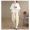 DIMANAF 2026 Women Plus Size New Summer Blouse Shirt Short Sleeve Cotton Print Casual Loose Lady Tops Shirts