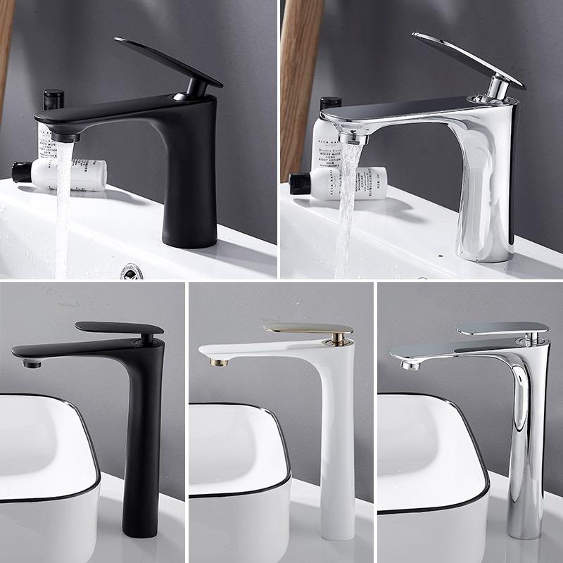Brass Black Bathroom Basin Faucet Cold And Hot Mixer Water Tap Deck Mounted Single Handle Sink Faucet Crane Bathroom Tap