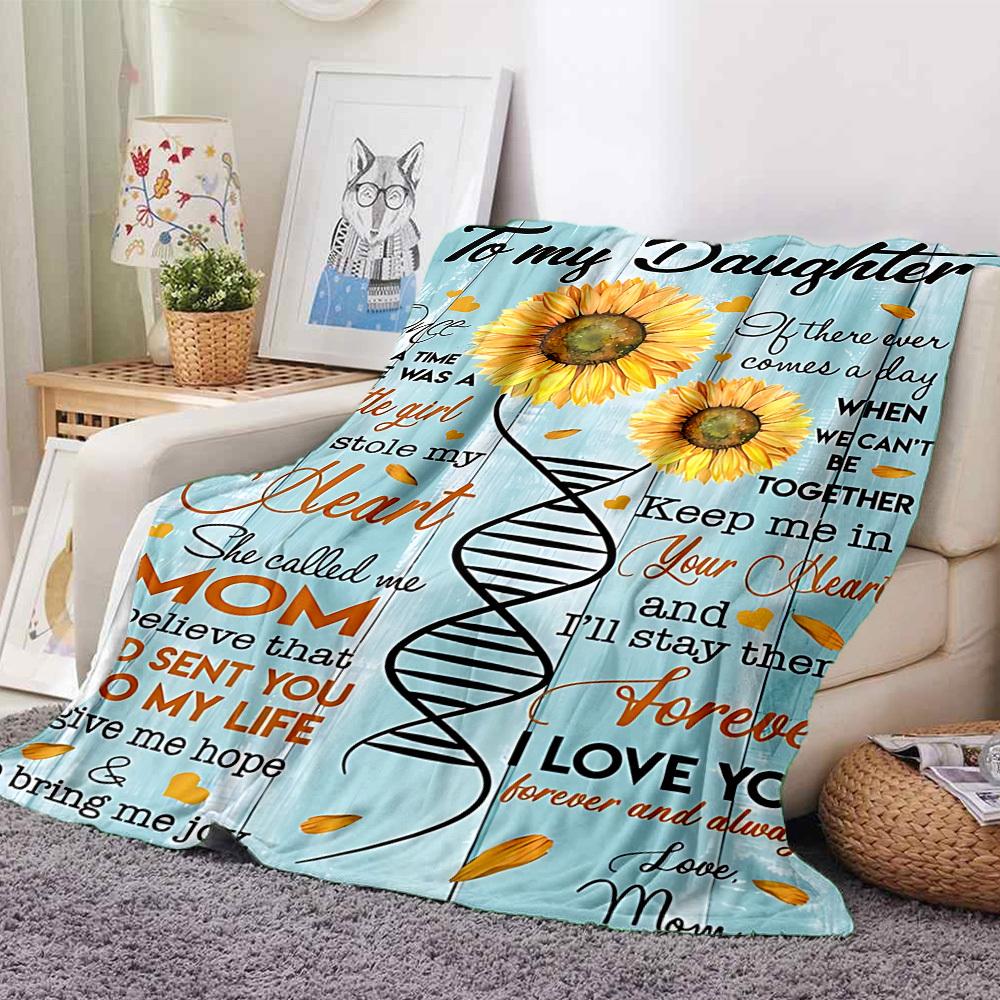1pc Sunflower Mother Daughter Quote Blanket - Perfect Gift for Birthdays, Christmas & Halloween- Soft, Warm & Versatile yy250909116