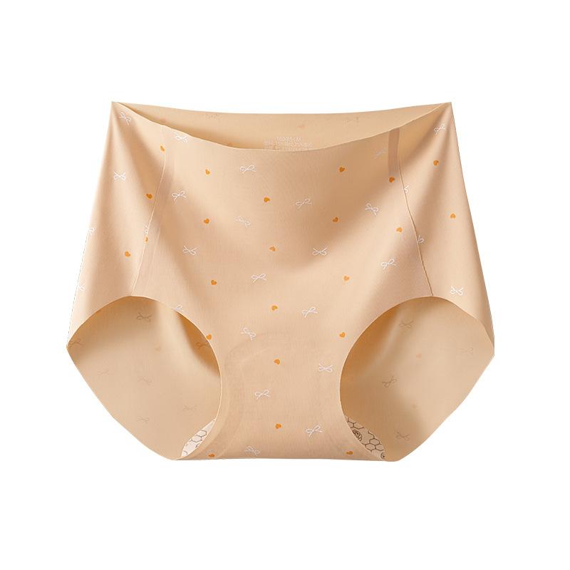 Ladies Spring and Autumn New Print Camellia 10A Antibacterial Crotch Peach Hip No Trace Briefs