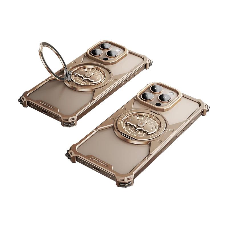 Eary for iPhone 16 Pro Max Bat Phone Case for Magsafe 360°Rotation Kickstand Metal Frameless Military Grade Shockproof Cover For iPhone 16 Pro