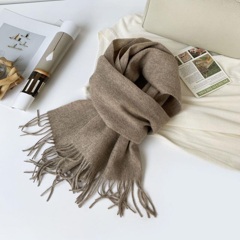 Women S Thick Warm Wool Scarf With Printed Logo For Winter Fashion