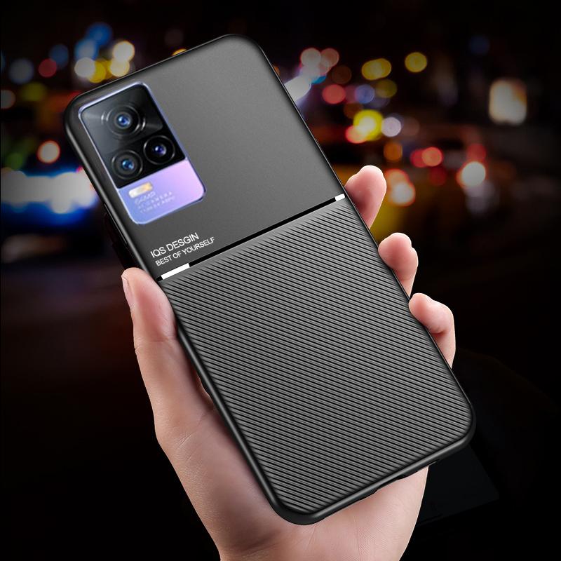 Matte Leather Soft Phone Case For Vivo V25 V21E V20 Pro SE Y20 Y30 Y50 Y70 Y31 Y51 Y52S Y35 Y73 Y73S Armor Shockproof Car Holder TPU Back Cover Shell