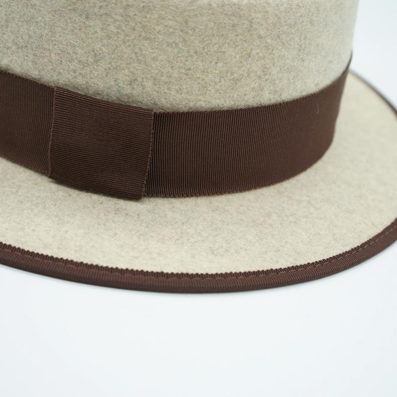 Maillard Style British Retro Japanese Korean Version Beige Wool Hemming Flat Top Top Top Hat Men'S And Women'S Autumn And Winter Felt
