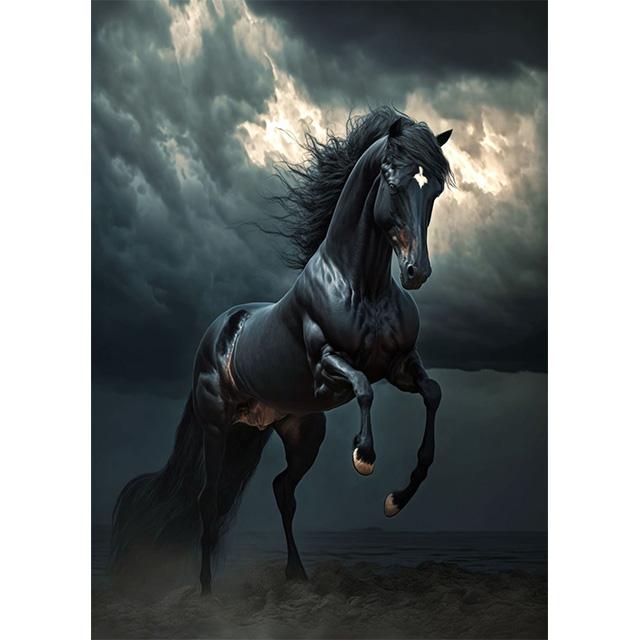Black And White Wild Horse Wild Animal Prints Poster Canvas Painting Modern Wall Art Picture Living Room Bedroom Home Decoration