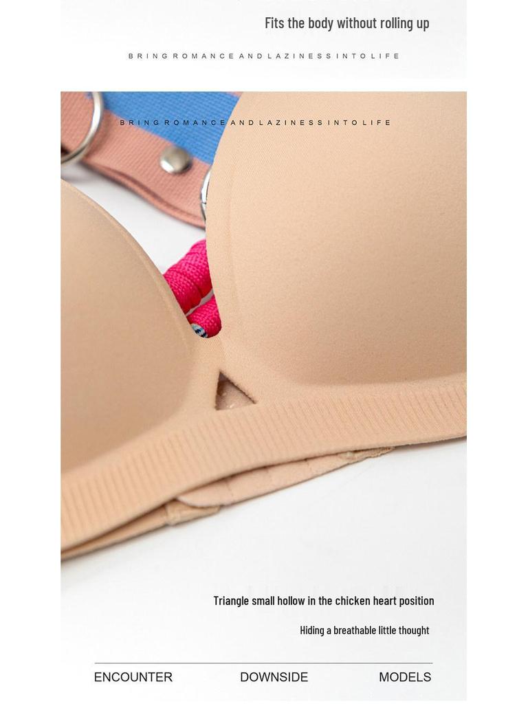 Seamless Push-Up Wire-Free Bra for Small Busts: Side Support, Anti-Sag, Sexy Thin Straps, Comfortable Fit