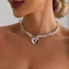 Fashion Boho Crystal Class Gravel Clavicle Chain New Y2K Heart Beaded Necklace Women Cool Choker Exquisite
