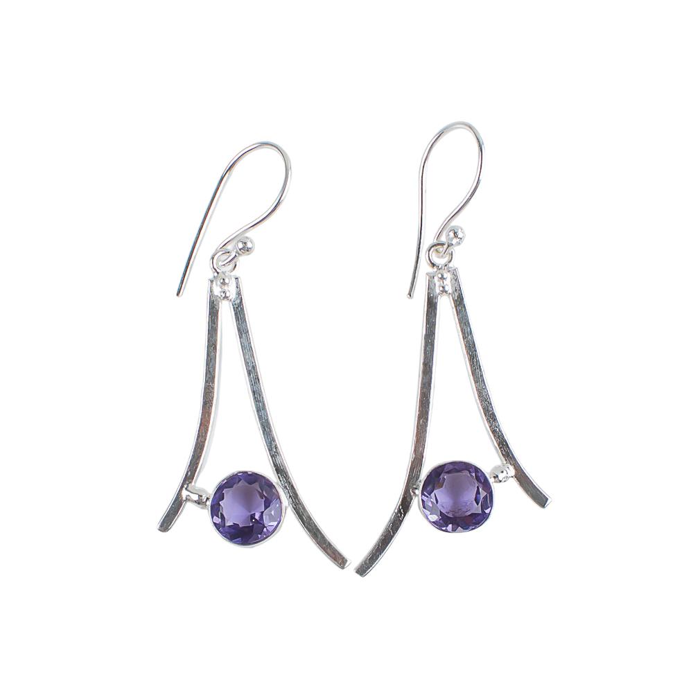 Iolite Gemstone 925 Sterling Silver Jewelry Handmade Earrings1.45" Birthday Gift EE-66-8