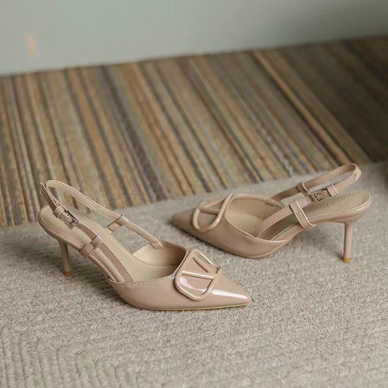 Elegant Open Toe High Heel Shoes With Rubber Sole And Slipon Design For Formal Events