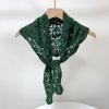 Ethnic Style Knitted Triangle Scarf White Fart Curtain All-match Crochet Flower Scarves  Female