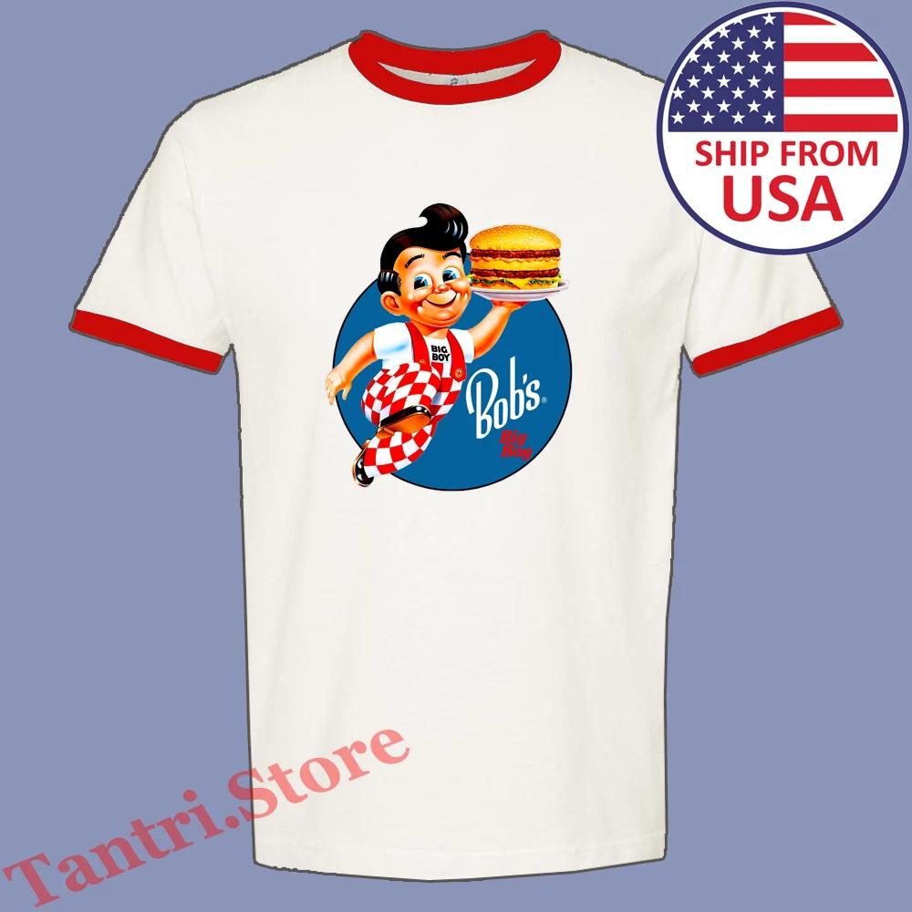 

Bob s Big Boy Burger Men s Ringer Red Size S to 3XL 2XL