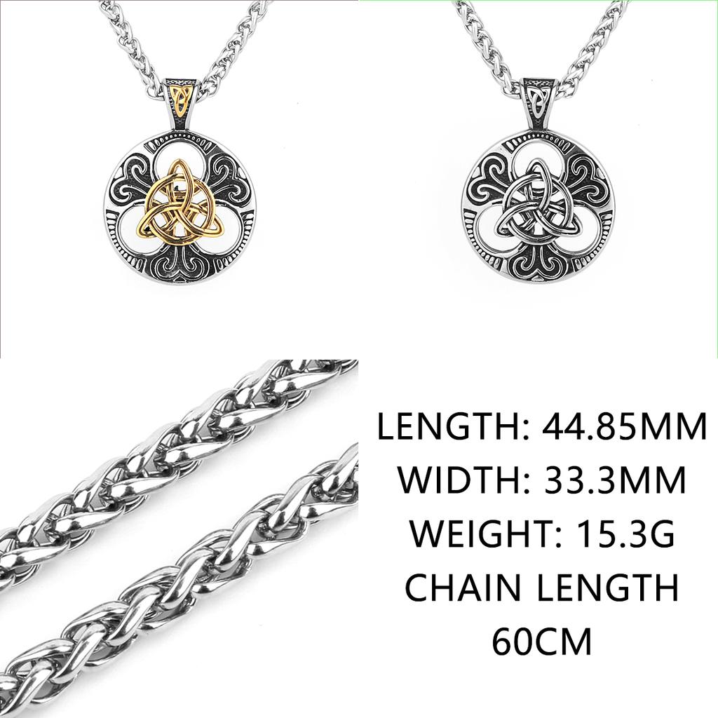 Colier Viking Vintage din Oțel Inoxidabil, Culoare Mixtă Aurie, cu Rune Odin, Bărbați, Nod Celtic, Pandantiv Amuletă, Bijuterii Nordice, Cadouri pentru Bărbați