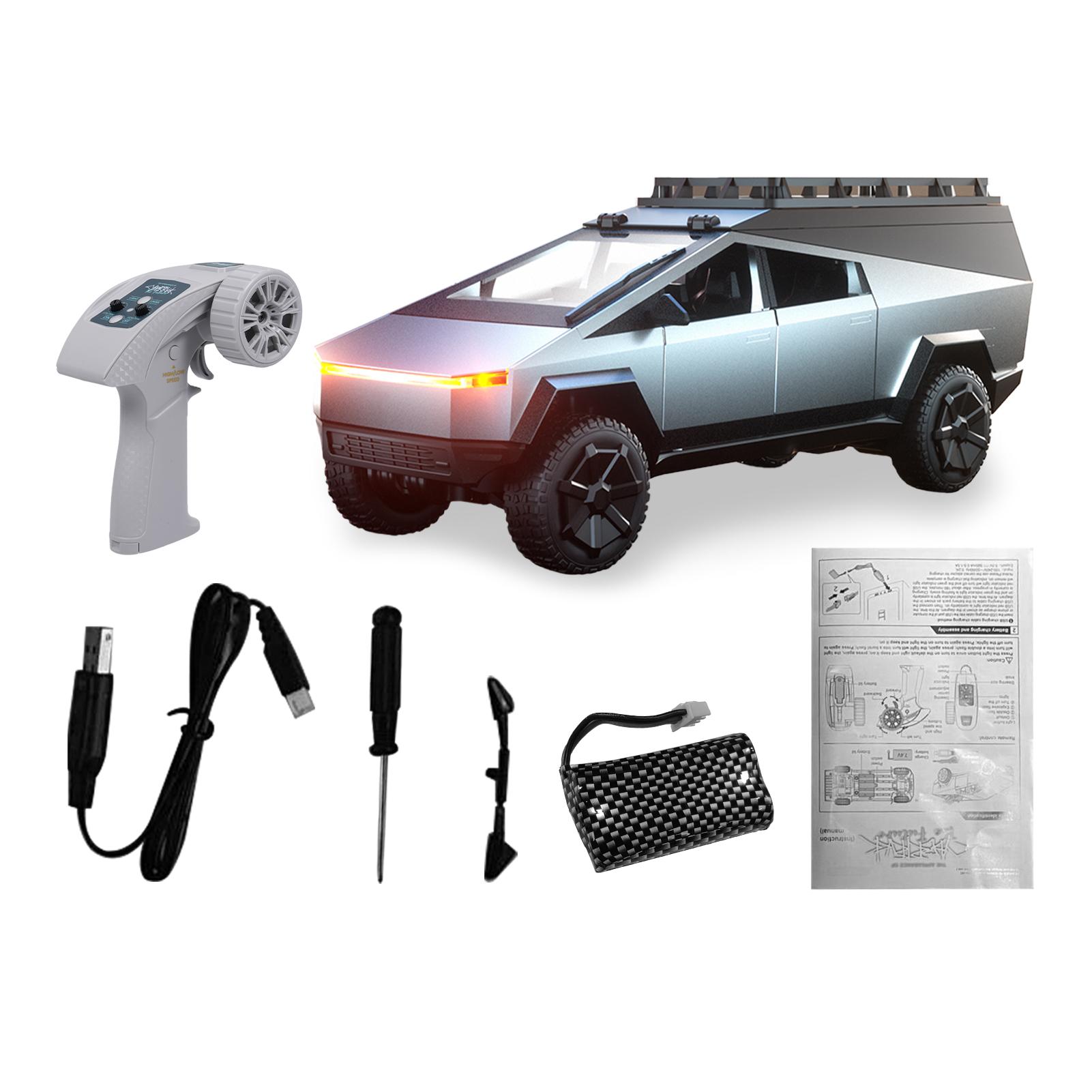 

Модель пикапа, 2,4 ГГц сплав пульт дистанционного управления автомобиль для кемпинга со светом, игрушки для детей мальчиков Silver 1 Battery