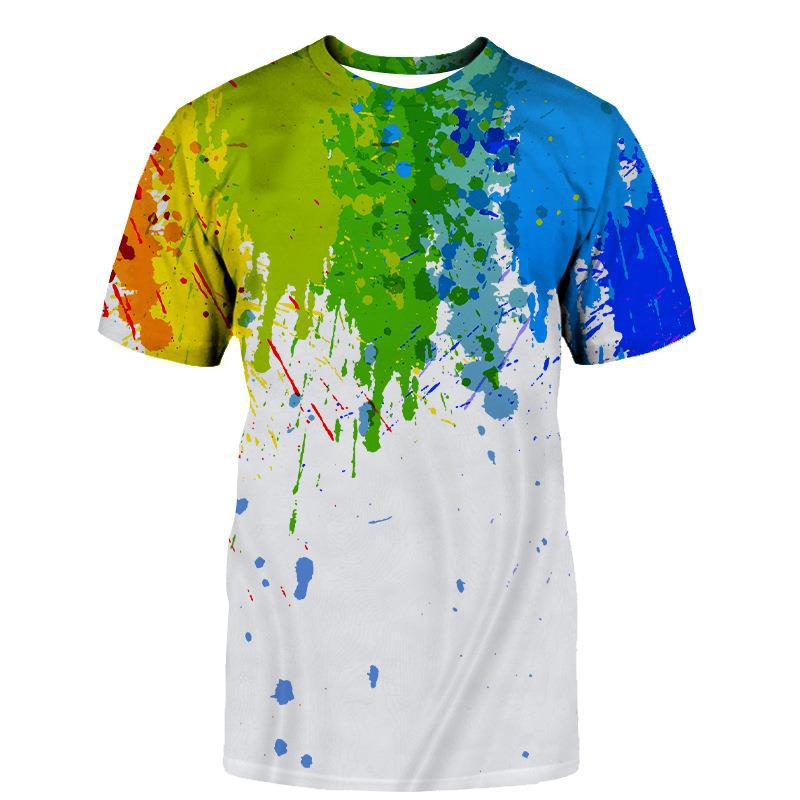 

Футболка с каплями воды в европейском и американском стиле с 3D-цифровой печатью, мужская повседневная футболка с коротким рукавом 6XL