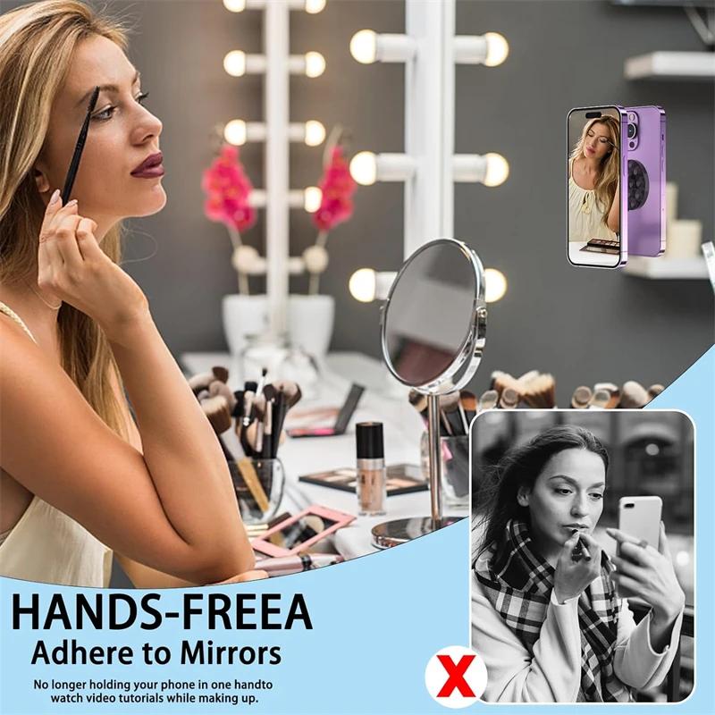 Strong Magnetic Hands Free Silicone Suction Cup Phone Grip Holder for Magsafe Universal Selfies Videos Mac Safe Lazy Mount Stand