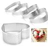 Anello per Torta Perforato Francese - Stampo per Torta Rotondo e a Forma di Cuore in Acciaio Inossidabile per Mousse, Cheesecake, Torte alla Frutta Anello per Torta da Forno